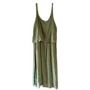 Woman Within Olive Green Layered Hippie Maxi Dress Size 1x